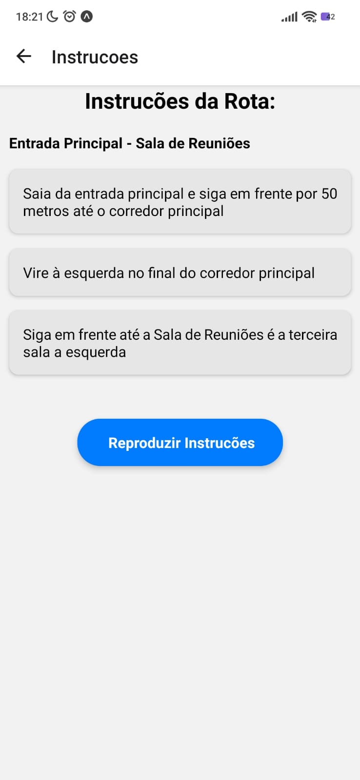 Tela de instruções do app Guia Mobile
